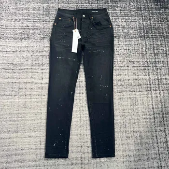 Эластичные потертые черные джинсы Hi Street, окрашенные случайными пятнами