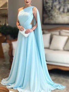 Элегантное небесно-голубое платье для взрослых, Трапециевидное платье с разрезом сбоку, низкое круглое платье для танцев, женское коктейльное платье для вечеринки 2023