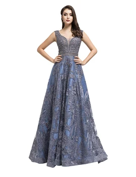 Элегантные синие вечерние платья с блестками для женщин Класса Люкс 2023, Дубай, расшитые бисером и хрусталем, без рукавов, вечерние платья для выпускного вечера, Vestidos