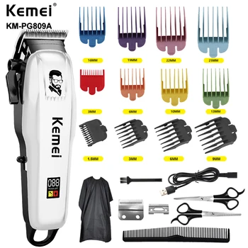 Электрическая машинка для стрижки волос Kemei KM-PG809A, беспроводной мужской триммер, профессиональный перезаряжаемый инструмент для стрижки волос