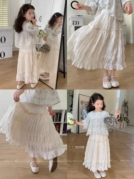 Юбка для девочек, Летнее платье 2023, Корейская детская повседневная юбка для торта, Белые Детские Юбки для девочек