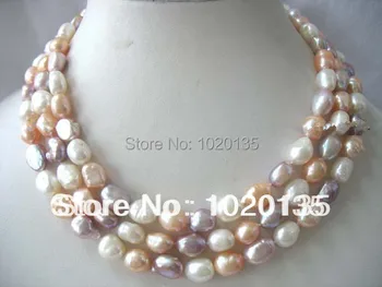 вау! пресноводный жемчуг в стиле барокко, белое, розовое, фиолетовое ожерелье, 8-10 мм, 43 