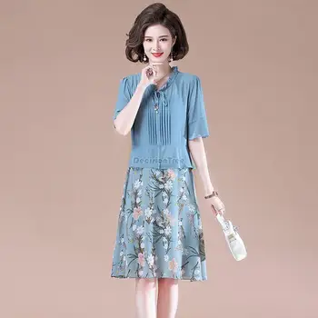летнее женское платье 2023 в китайском стиле в стиле ретро с национальным цветочным принтом, новое женское свободное китайское платье с коротким рукавом в элегантном стиле