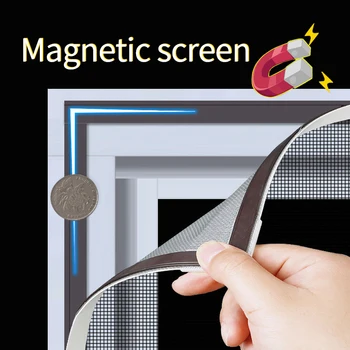 магнитный экран дверная москитная сетка Магнитный Оконный Экран Тюлевая Сетка Стелс Настройка DIY Сетчатый Занавес Съемный Моющийся
