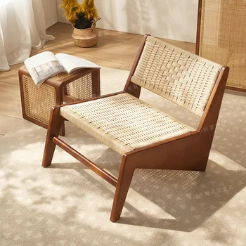 одиночный ротанговый стул Nordic leisure sofa стул с плетеной веревкой для отдыха, ветровое кресло для отдыха в спальне стул ротанг