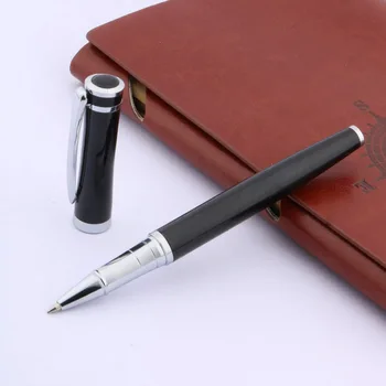 подарочная ручка класса люкс, новая ручка-роллер из черного и серебристого металла