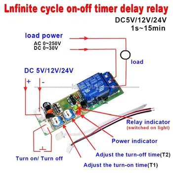 регулировка на 15 минут постоянного тока 12 В с бесконечной задержкой цикла Таймер реле включения выключения модуль контура
