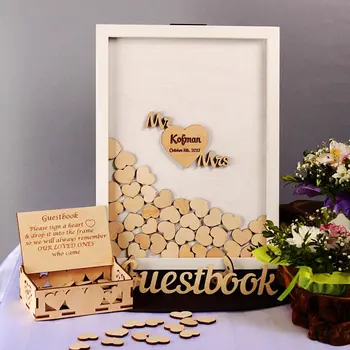 свадебная гостевая книга в персонализированной белой рамке, альтернативная гостевая книга с откидывающимся верхом, гостевая книга в виде деревянного сердечка со свадебной табличкой